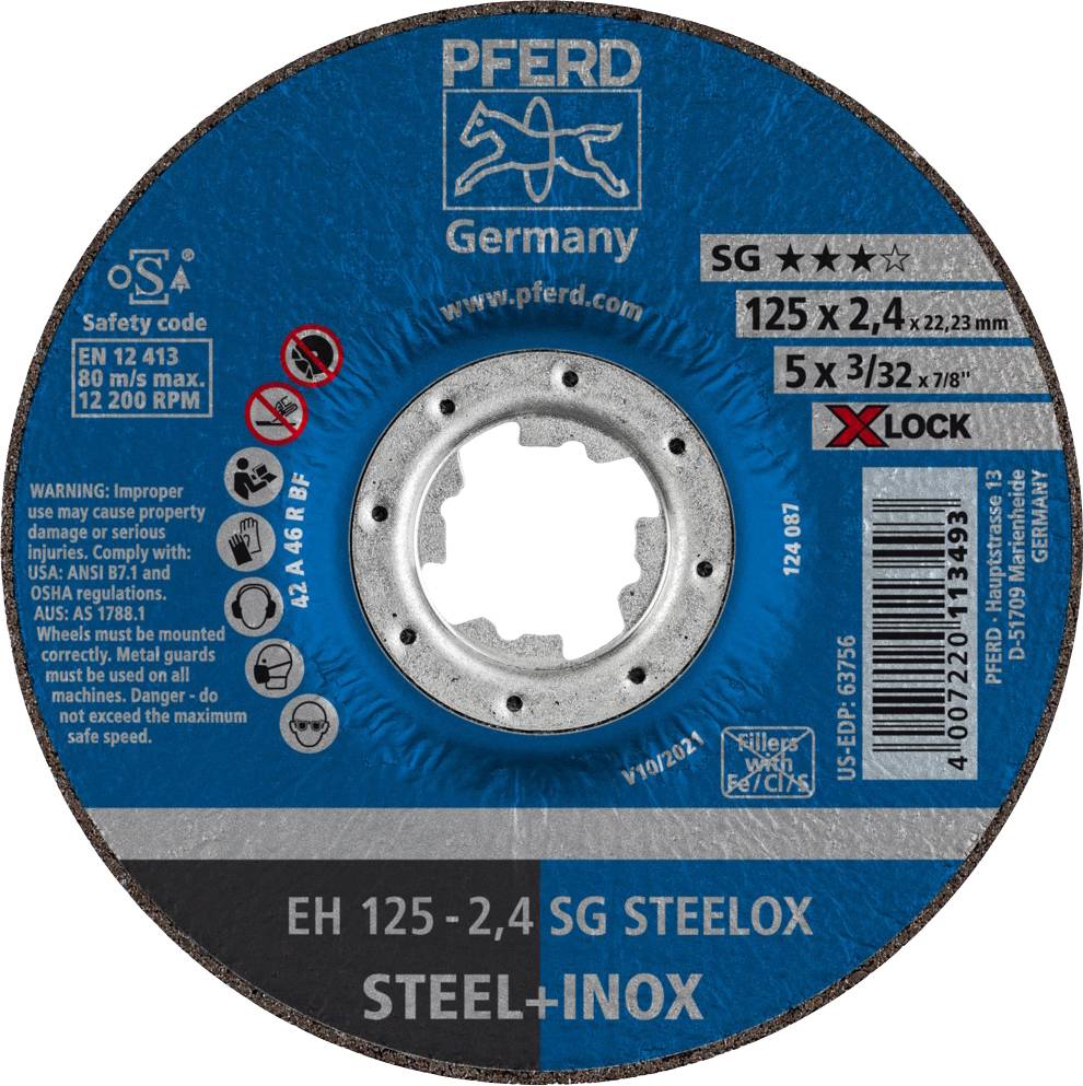 PFERD TOOLS SG STEELOX 61340125 Kapskiva bockad 125 mm 25 st Rostfritt stål, Stål