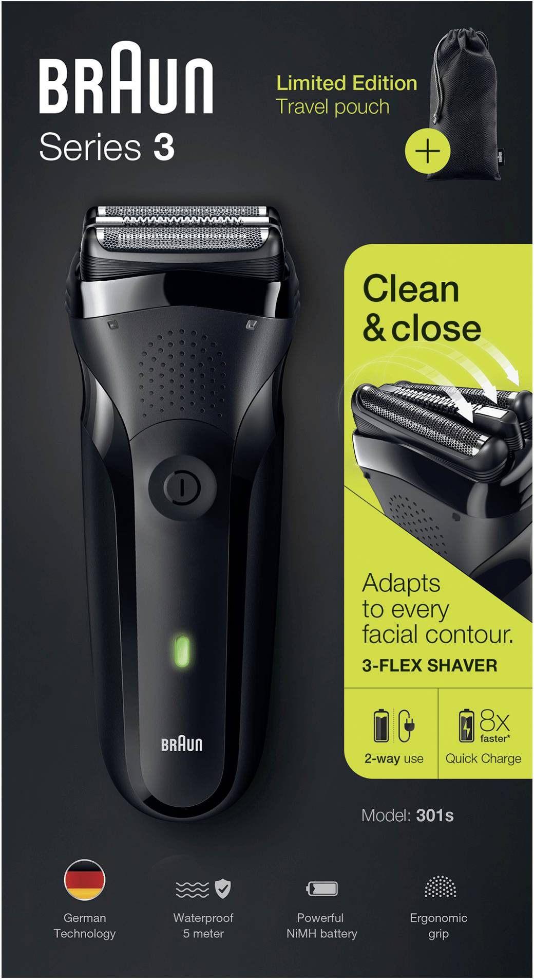 Braun Series3 301s 301s Rakapparat Svart-1