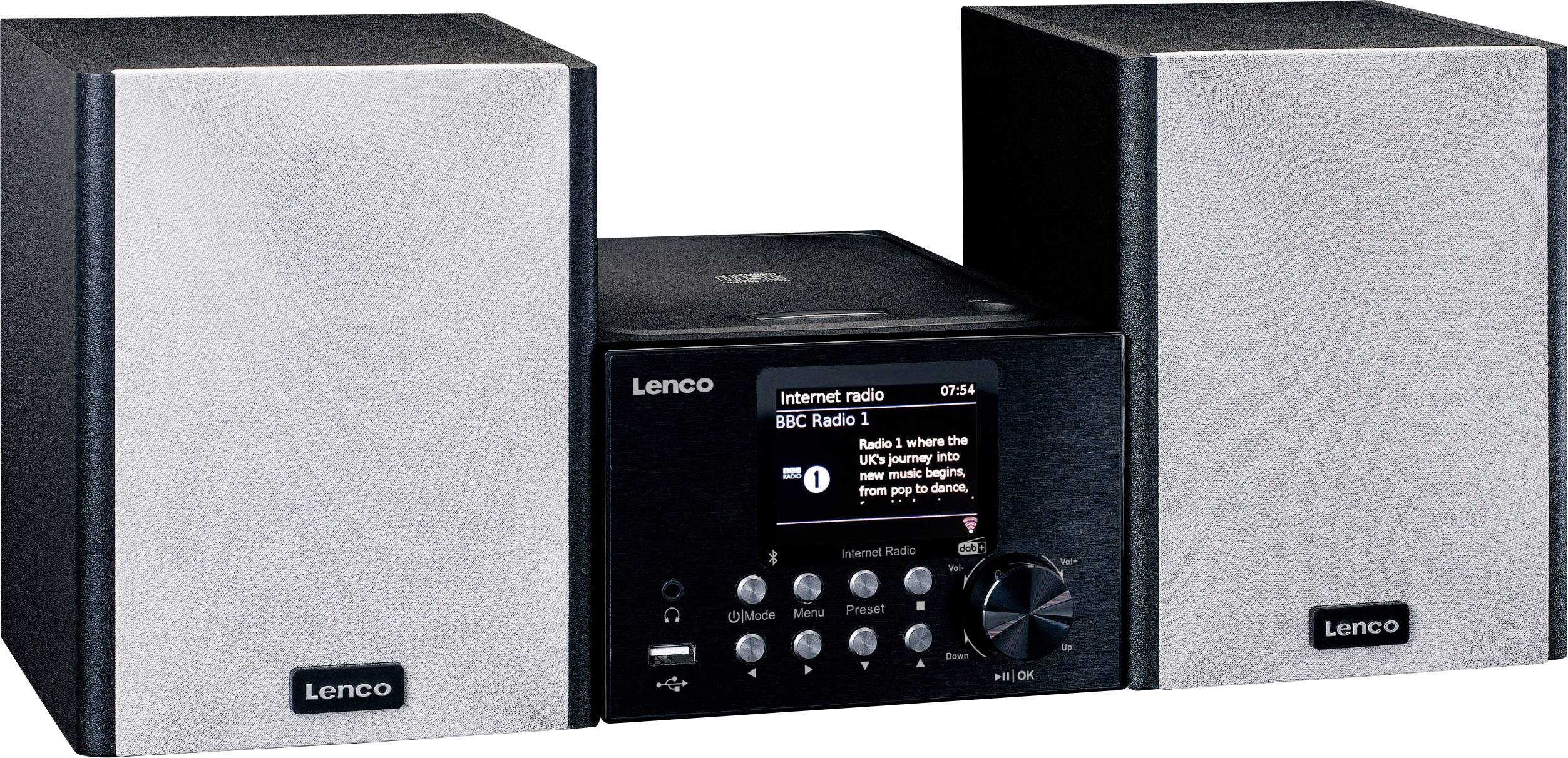 Lenco MC-250BK Kompaktstereo Bluetooth, CD, DAB , Internetradio, USB ...