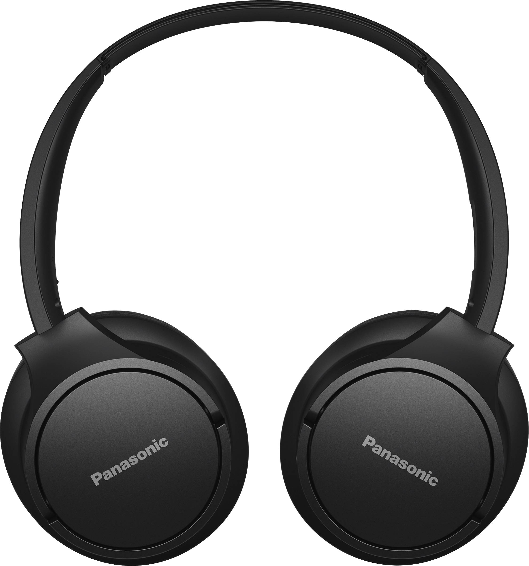 Svart Panasonic-hörlurar, over-ear, med vridbara öronkåpor för enkel transport och bekväm passform.