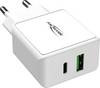 Ansmann HomeCharger HC218PD USB-laddare 18 W 1x USB-A, 1x USB-C® Power Delivery Vit Inomhus