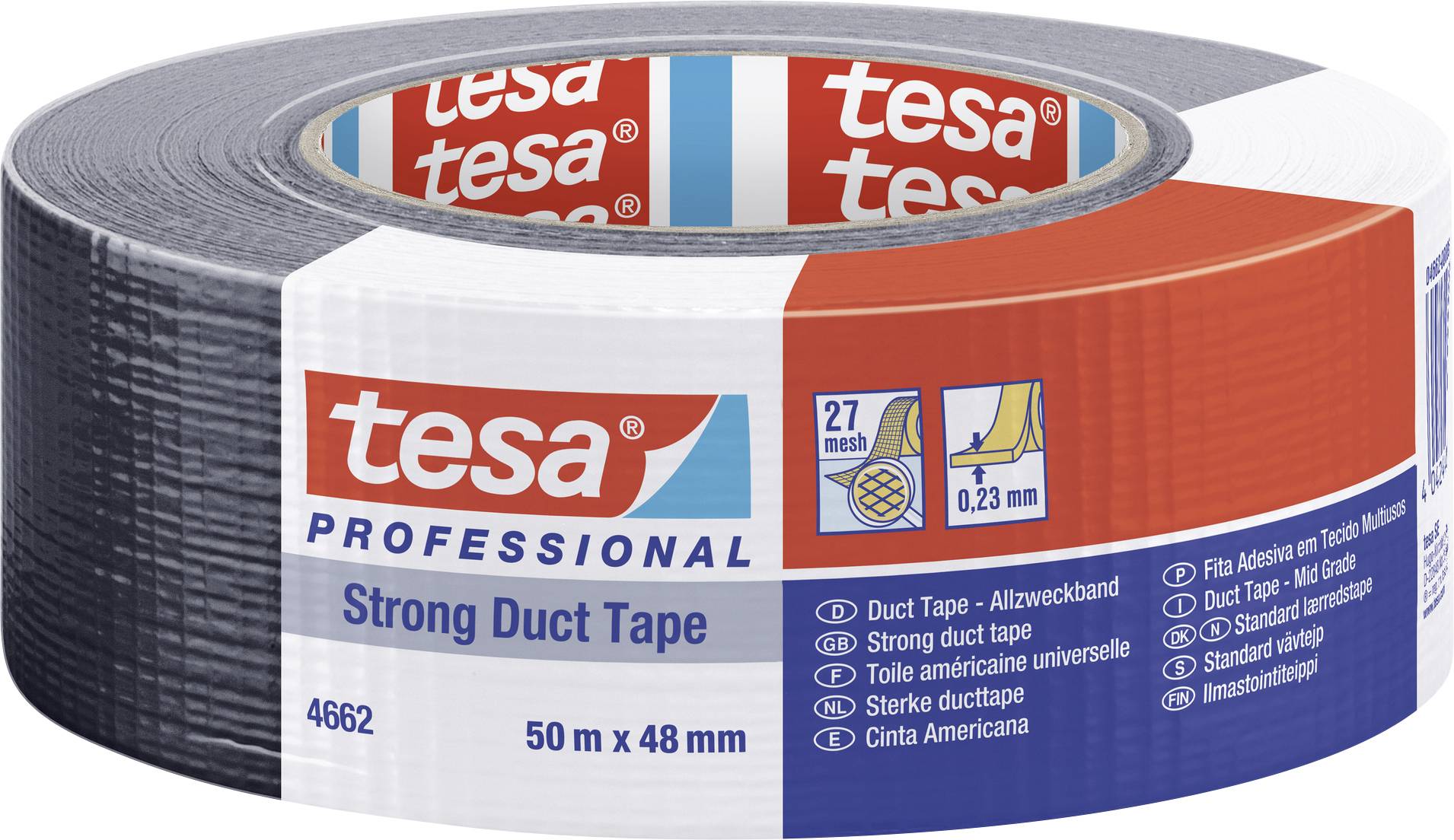 tesa STRONG 04662-00194-01 Tygtejp tesa® Professional Svart (L x B) 50 m x 48 mm 1 st