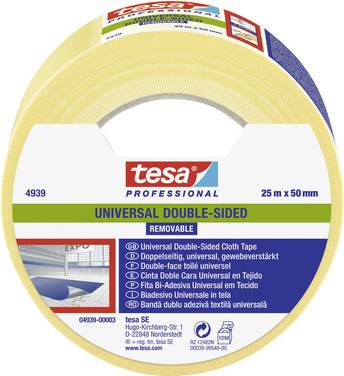 <br>  tesa<br>  UNIVERSAL REMOVABLE<br>  04939-00003-11<br>  Maskeringstejp<br>  tesa® Professional<br>  Vit<br>  (L x B) 25 m x 50 mm<br>  1 st<br>