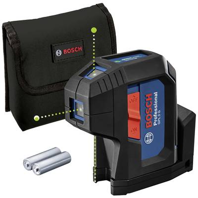 'Bosch Professional korslinjelaser GLL 2-15 G med väska och två batterier, för precis justering och nivellering.'