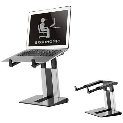 Justerbart laptopstativ i metalldesign, som håller laptopen i en ergonomisk position. Perfekt för förbättrad komfort på arbetsplatsen.