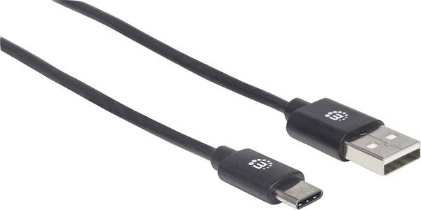 Manhattan USB-kabel  USB 2.0 USB-A kontakt, USB-C®-kontakt 3.00 m Svart  354936