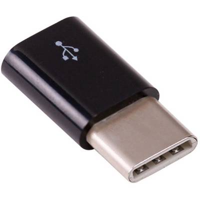 En svart USB-C-adapter med USB-symbol på. Adaptern används för att ansluta USB till USB-C-enheter.