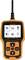 En orange-svart OBD2-diagnosenhet med display. Visar symboler för OBD2, IM-beredskap, verktygs-inställningar, DTC-sökning och mer.