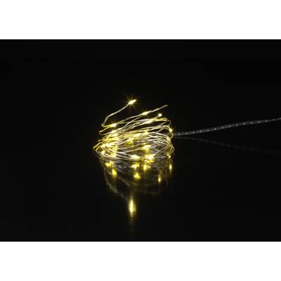 Sygonix SY-4722046 Miniljusslinga Inomhus batteri Antal ljuskällor 20 LED Varmvit Belyst längd: 2.2 m Timer