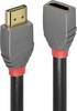 LINDY HDMI Förlängningskabel HDMI-A-kontakt, HDMI-A uttag 3.00 m Antracit, Svart, Röd 36478 4K UHD, guldpläterad kontakt HDMI-kabel