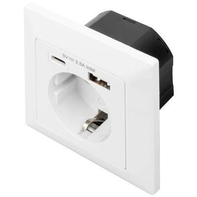 Digitus DA-70615 Eluttag Infälld USB-uttag Vit