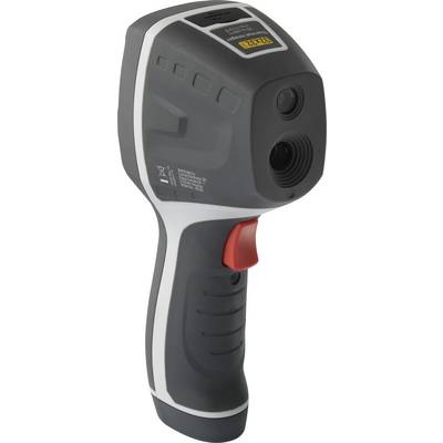 Handhållen termometer med en andra, större sensor överst och röd avtryckare mitt på det svarta handtaget.