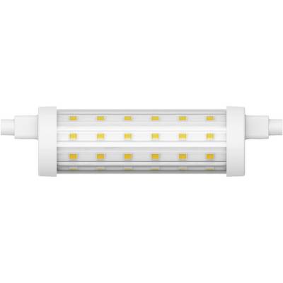 En vit LED-lampa i cylindrisk form, utrustad med flera gula lysdioder som är jämnt fördelade.