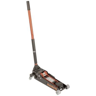 Hydraulisk domkraft med röd handtag och svart kropp, lämplig för att lyfta fordon. Varumärket 'BAHCO' på sidan.