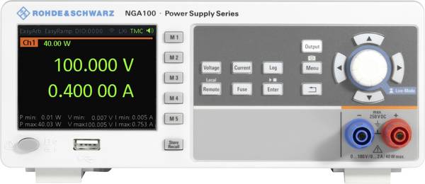 Rohde & Schwarz NGA141 Laboratorieaggregat, justerbar 100 V (max.) 2 A (max.) 40 W programmerbar, radiostyrd Antal utgångar 1 x