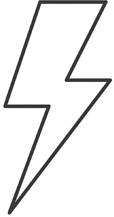 En svart blixtSymbol som ofta representerar elektricitet eller snabb energi på en vit bakgrund.