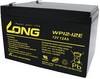 Long WP12-12E Blybatteri 12 V 12 Ah Bly AGM (B x H x D) 151 x 98 x 98 mm Stickkontakt 6.35 mm Urladdningssäkra, Låg självurladdning, Underhållsfri