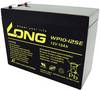 Long WP10-12SE Blybatteri 12 V 10 Ah Bly AGM (B x H x D) 151 x 118 x 65 mm Stickkontakt 6.35 mm Urladdningssäkra, Låg självurladdning, Underhållsfri