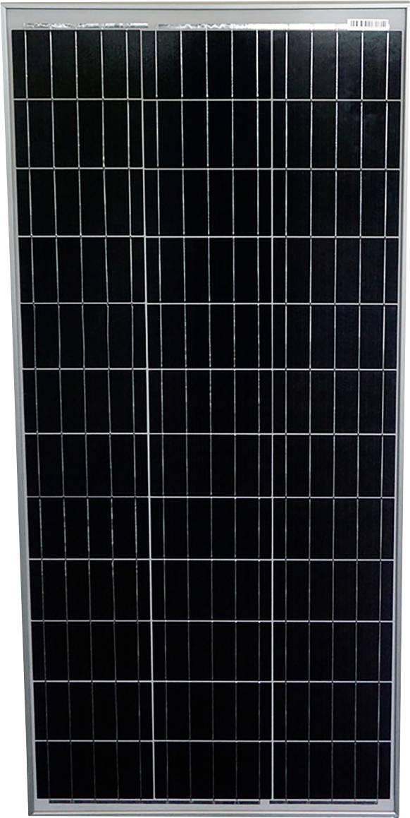 En solpanel med svarta rektangulära celler i en silverram. Enhet för att omvandla solenergi till elektricitet.