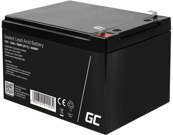 Green Cell Green Cell - USV-Akku - 1 x Batterie - Sealed Lead Acid (SLA) Blybatteri 12 V 7 Ah Bly AGM (B x H x D) 151 x 95 x 65 mm Stickkontakt 6.35 mm Urladdningssäkra, Underhållsfri