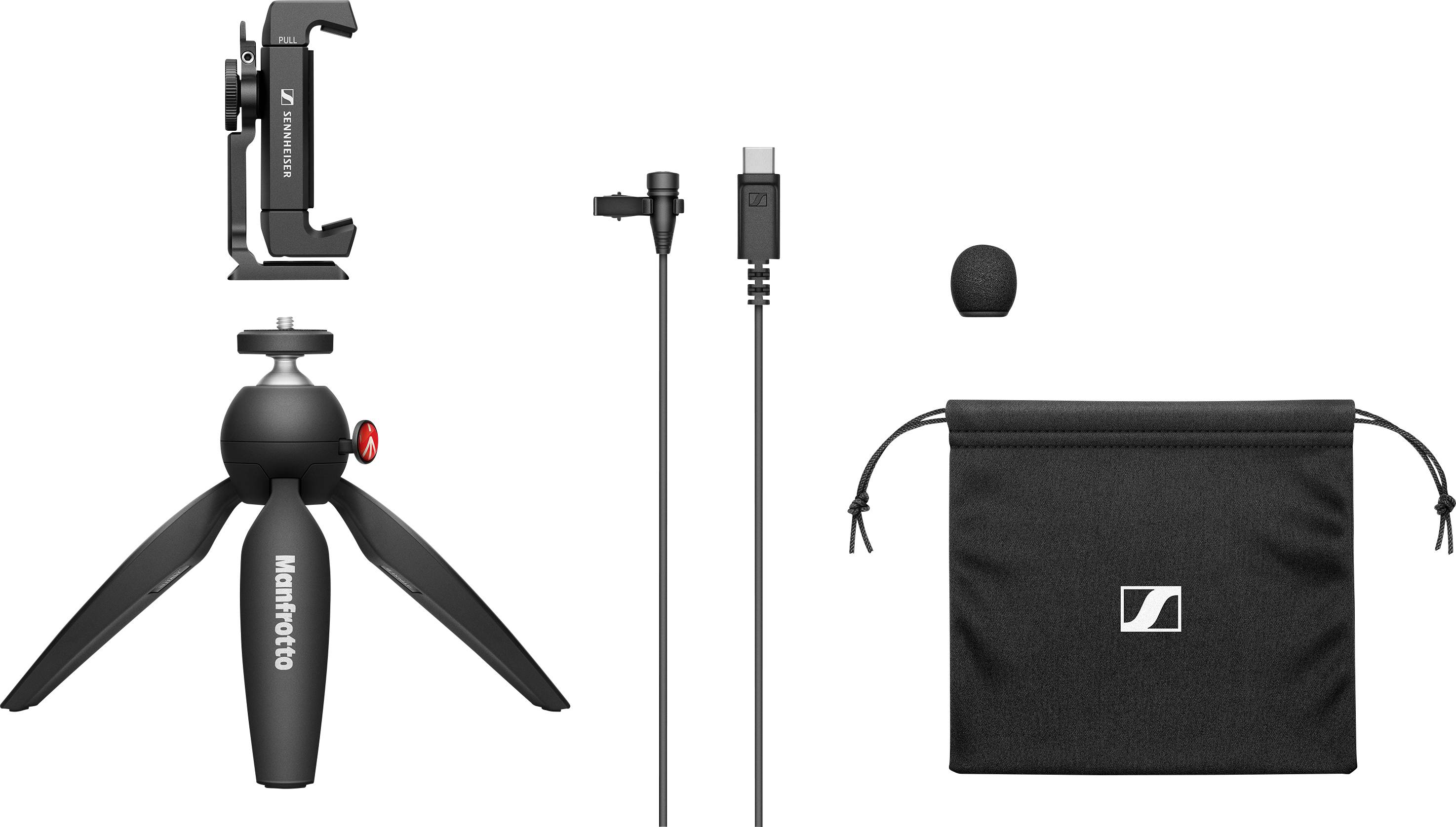Myggmikrofon Mobilmikrofon Sennheiser XS Lav USB-C Mobile Kit Sändare signal:Sladd inkl. stativ
