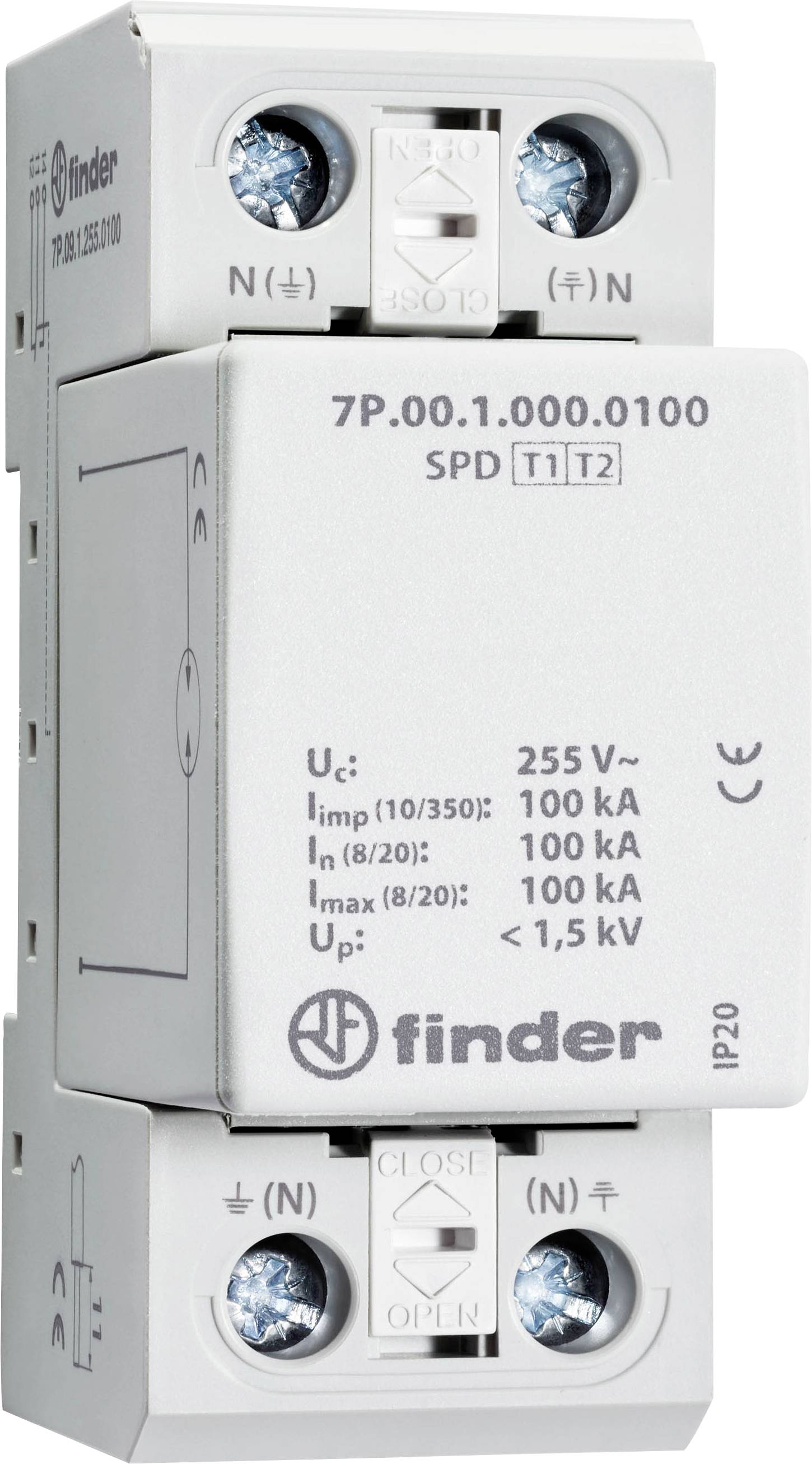 Finder 7P.09.1.255.0100 7P.09.1.255.0100 Överspänningsskydd-avledare Överspänningsskydd för: Fördelningsskåp 1 st