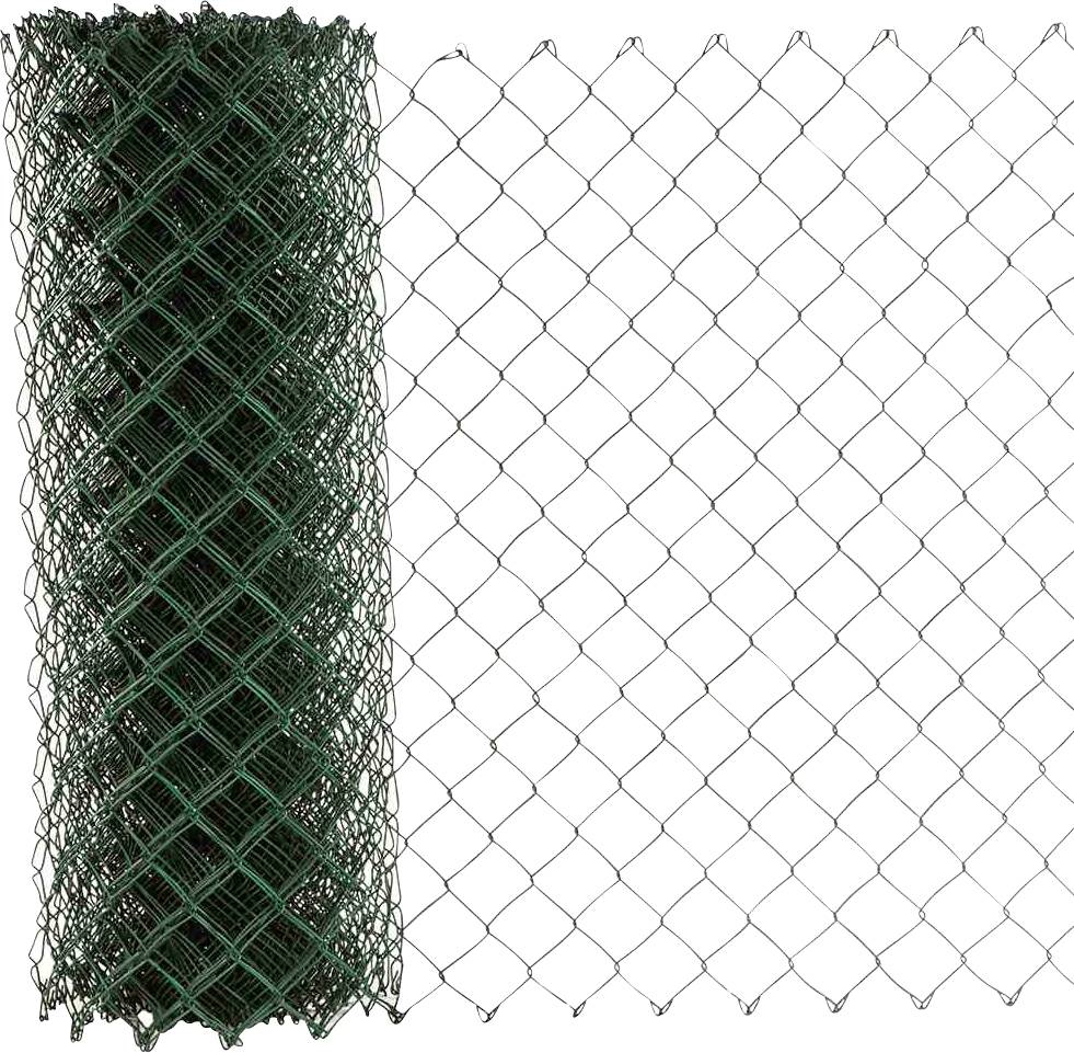 Grön trådstängsel, delvis utrullat, visar struktur och material.