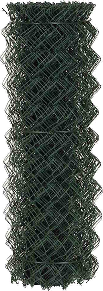 En rulle med grön nätstängsel, tätt lindad, står upprätt. Nätet har en diamantformad struktur.