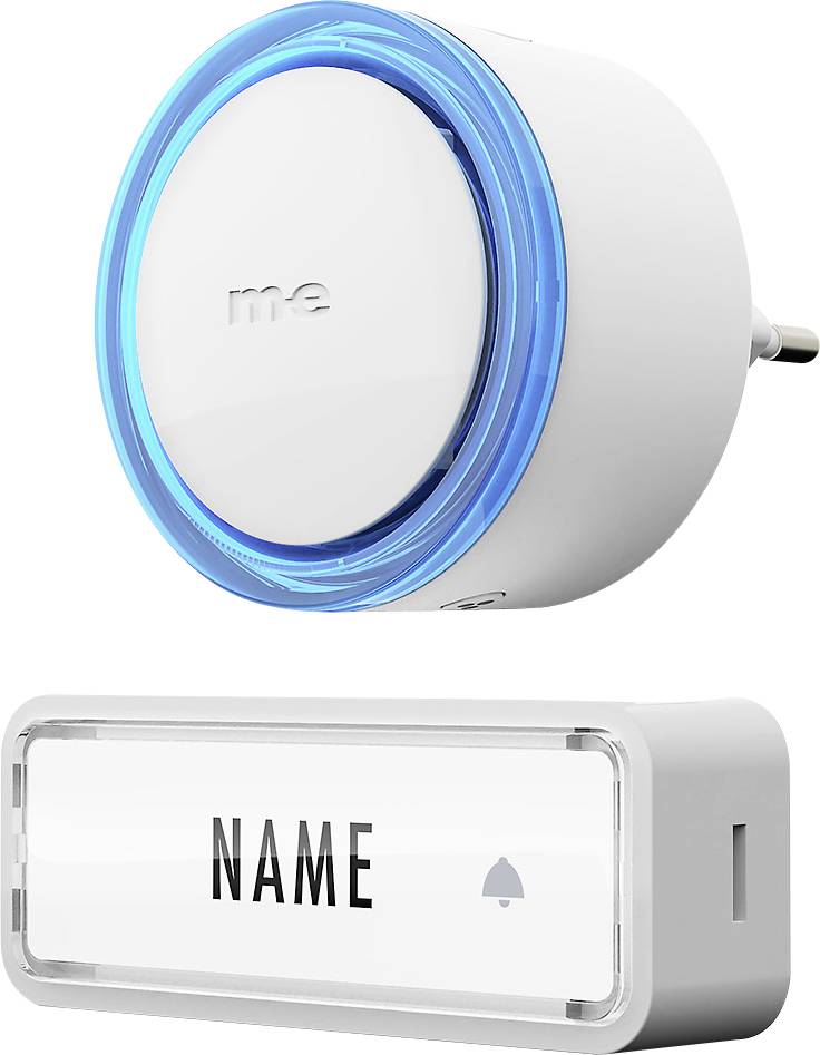 m-e modern-electronics 41150 Trådlös dörrklocka Komplett set med namnskylt