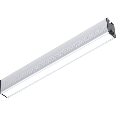 Metalliskt ventilationsgaller i rektangulär form med fästanordningar vid ändarna.