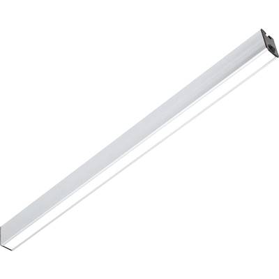 En lång, smal, vit LED-armatur med rektangulärt tvärsnitt, lämplig för tak- eller väggmontering inomhus.