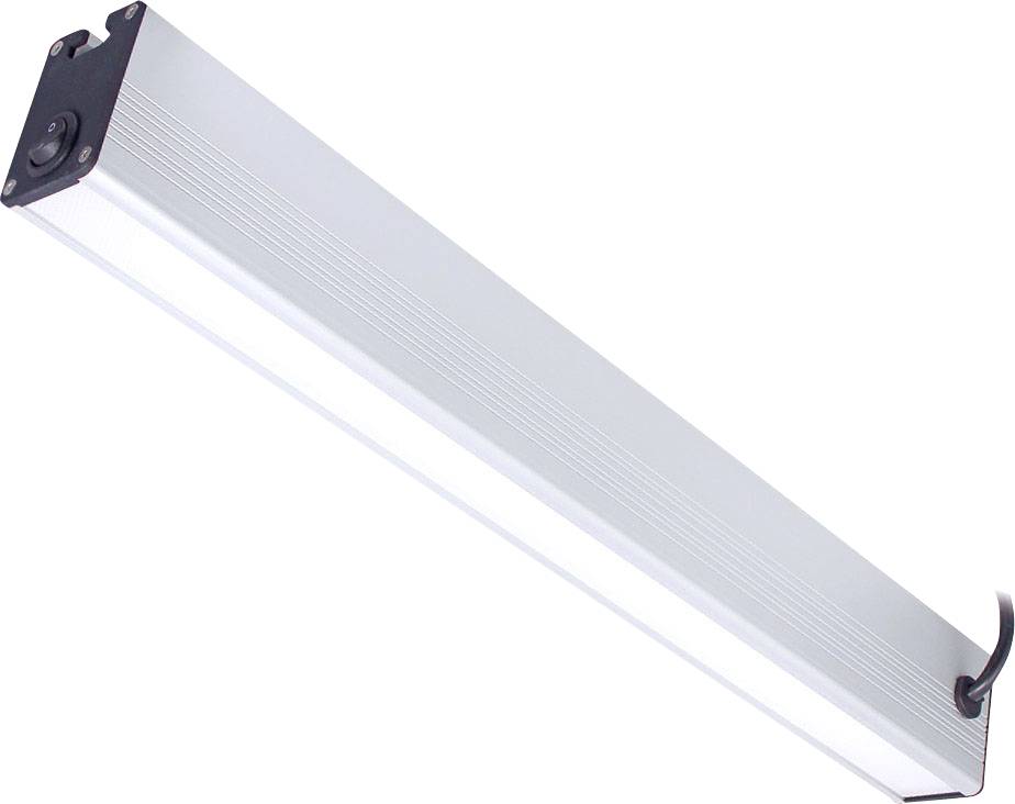 Aluminiumbaserad LED-ljuslist med svart kabel, visar ett modernt belysningsalternativ för rum och accentbelysning.