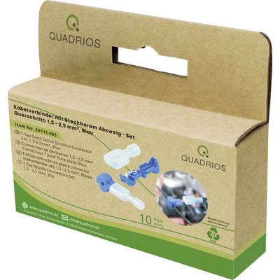 'QUADRIOS' Förpackning för kabelkontakter. Visar en bild av kontakterna. Produktbeskrivning: Set för tvärsnitt 1,5-2,5 mm², 10 par.