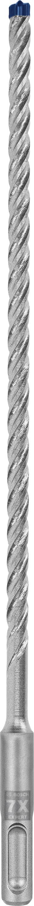 Metallborr med spiralformade spår och blått huvud, använd för borrning i hårda material.