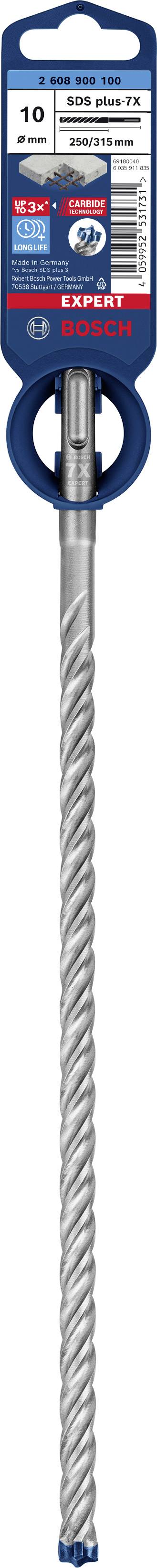 Borr från Bosch, diameter 10 mm, lämplig för betong, sten och murbruk, tillverkad av hårdmetall med spiralform för effektiv borrning.
