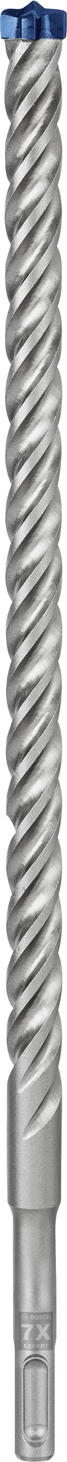 En silverfärgad metallborr med spiralformade räfflor och en blå spets, lämplig för betongborrning.