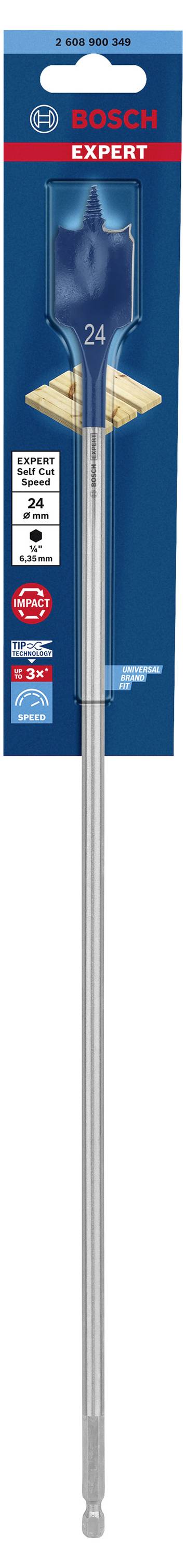 Borr från Bosch, typ: Expert SelfCut Speed, diameter 24 mm, lämplig för precisionsborrning i trä.