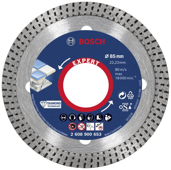 Bosch Accessories  2608900653  EXPERT HardCeramic  Diamantkapskiva   Diameter 85 mm  Borrdiameter 22.23 mm  Sten, Betong, Tegel, Kakel  1 st