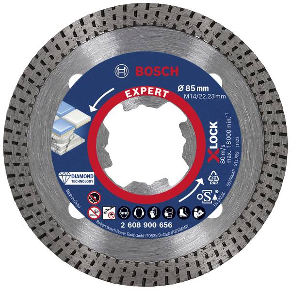 Bosch Accessories  2608900656  EXPERT HardCeramic X-LOCK  Diamantkapskiva   Diameter 85 mm  Borrdiameter 22.23 mm  Sten, Betong, Tegel  1 st