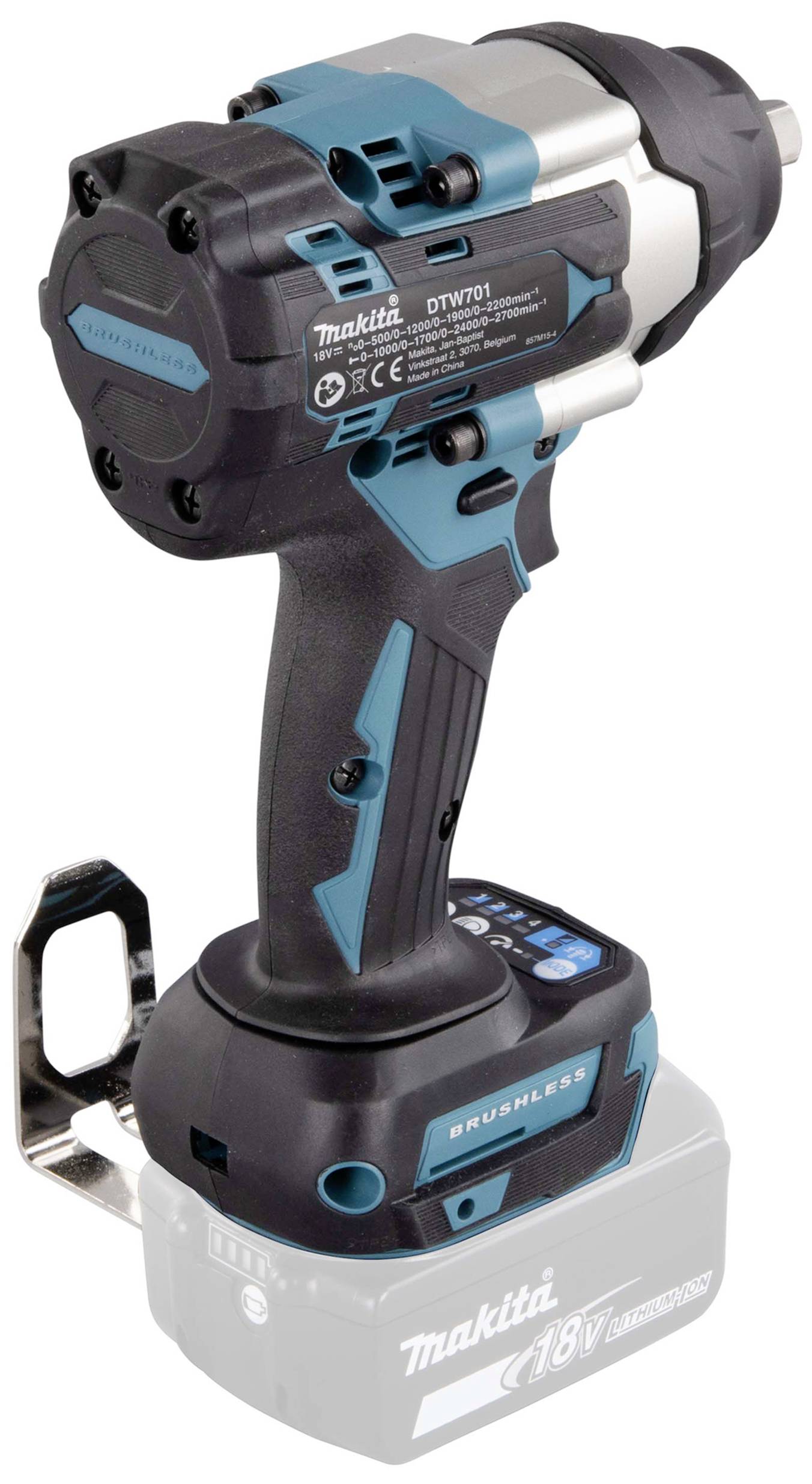 En sladdlös slagskruvdragare från Makita med 18V batteri, blå-svart, kompakt och ergonomiskt utformad för effektivt arbete.