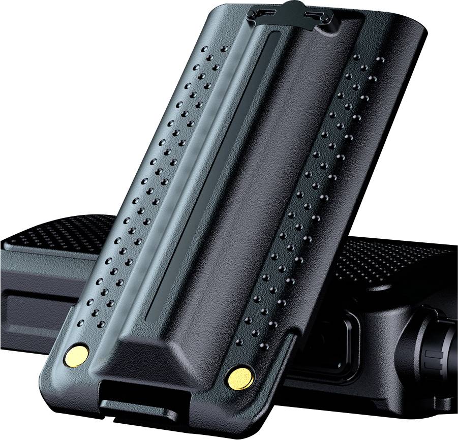 Två svarta, strukturerade mobilskal med räfflad design och guldiga detaljer, placerade snett.