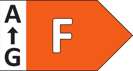 Orange högerpekande pil med en stor vit "F"; vänster marginal visar staplade "A" och "G" med en uppåtpil mellan dem.