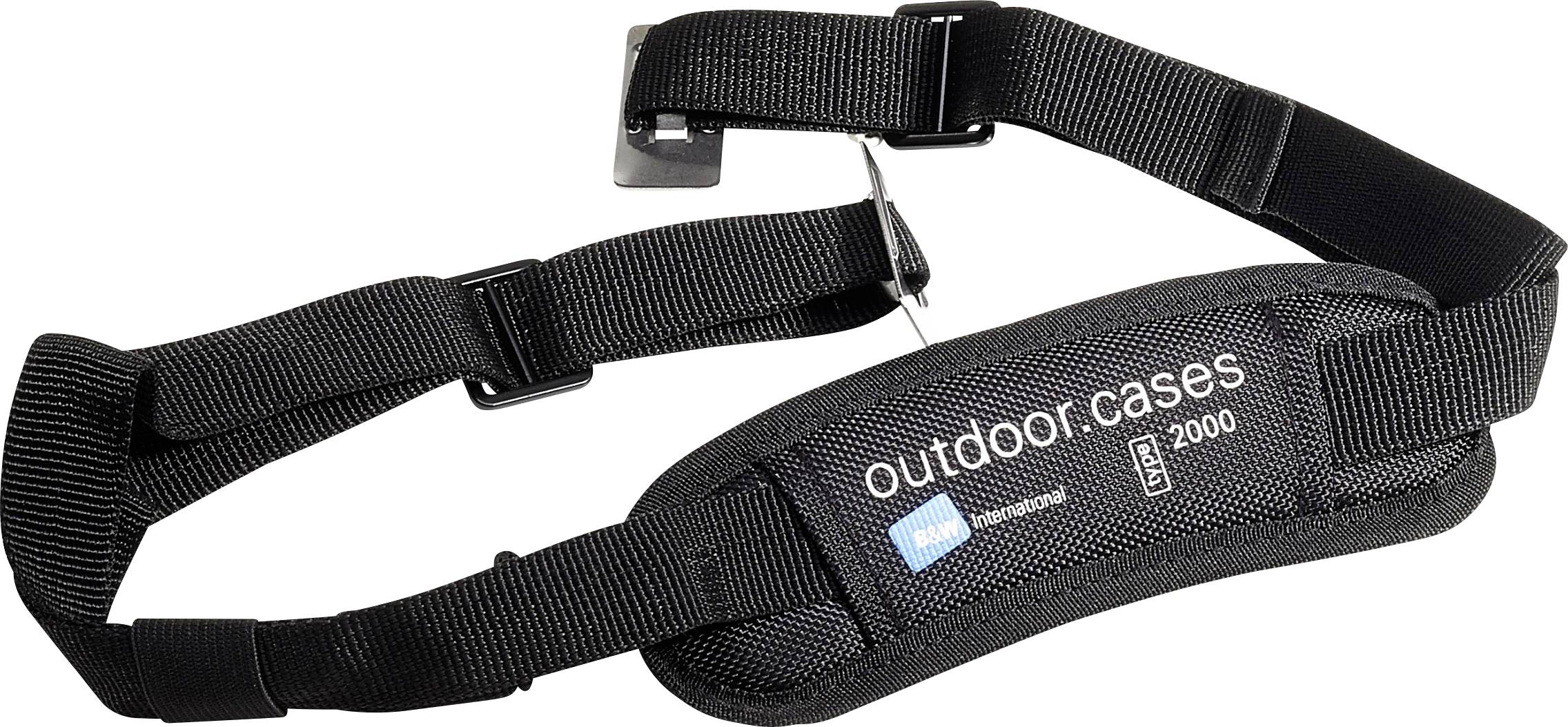 Svart axelrem med texten 'outdoor.cases' och modellnummer '2000'. Justerbar längd, passar för väskor eller resväskor.