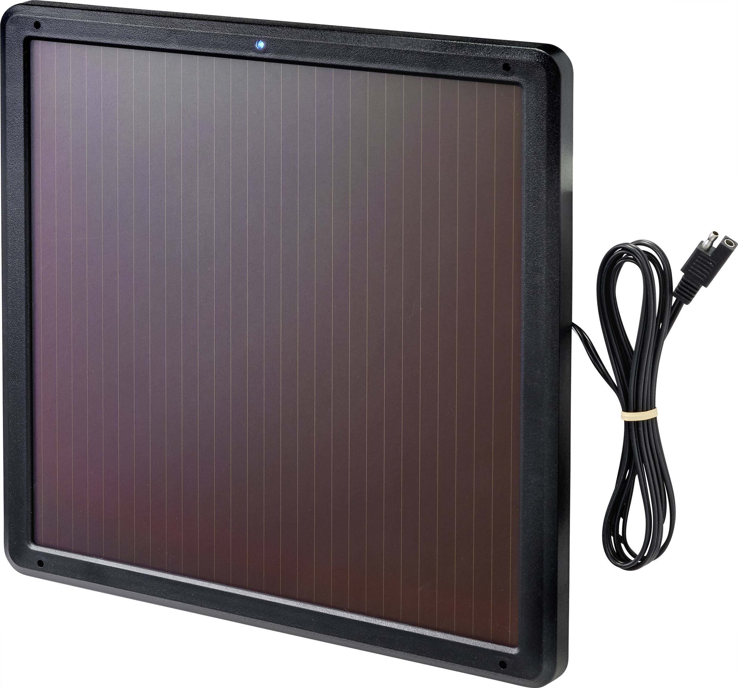 Solarpanel med svart ram och anslutet kabel, lämplig för energiproduktion genom solljus.
