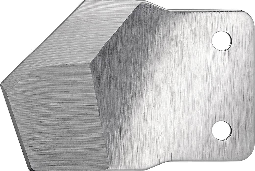 Metallplatta med två hål och avfasad kant, sannolikt avsedd för infästning eller sammankoppling av strukturelement.