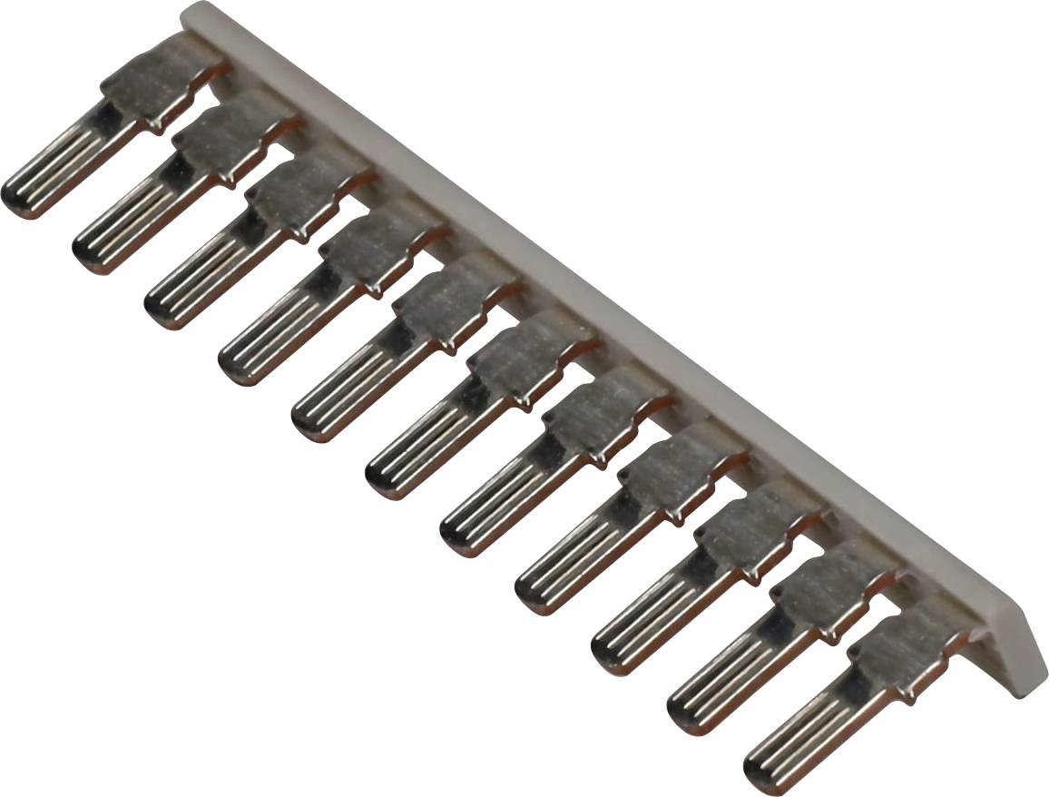 En elektrisk kontaktlist med flera metallstift placerade i en enda rad, som används för att ansluta kretsar eller enheter.