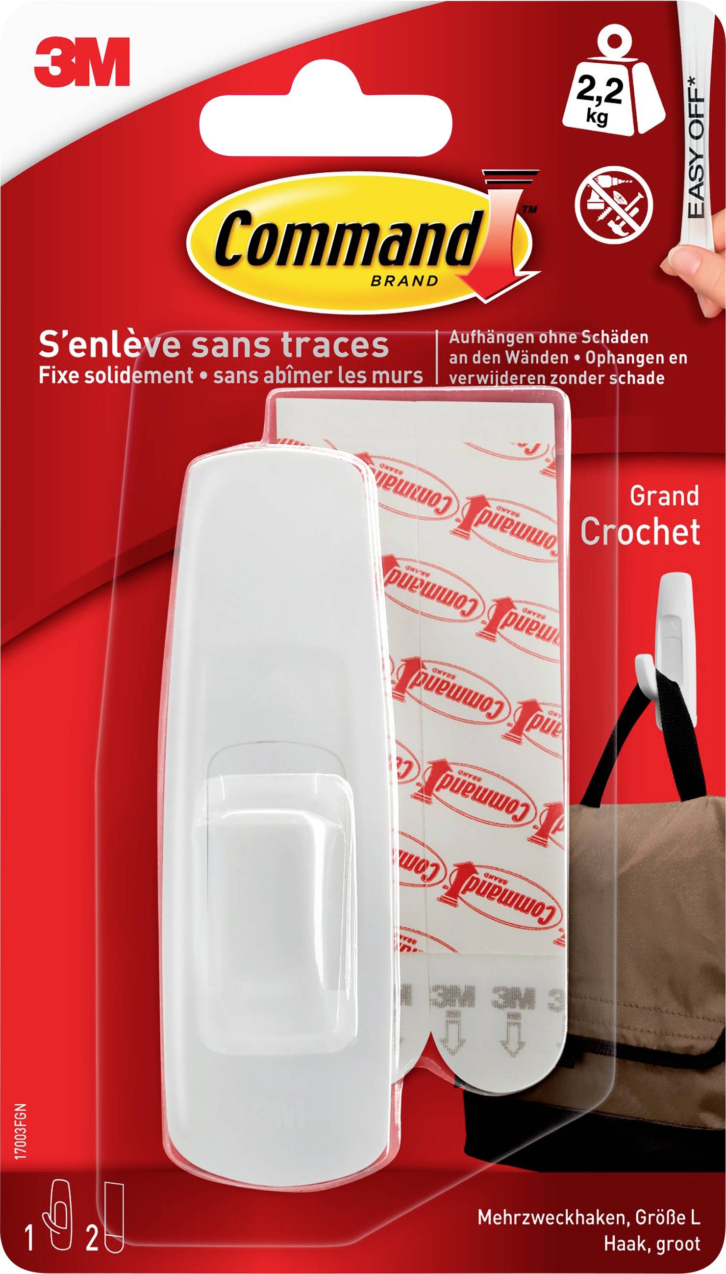 3M Command™ Large universalkrokar Vit
