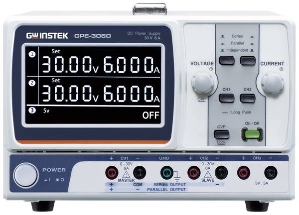 GW Instek GPE-3060 Laboratorieaggregat, justerbar  0 - 30 V 0 - 6 A 385 W   Antal utgångar 3 x