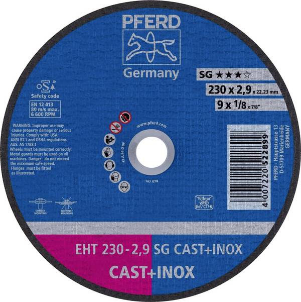 PFERD TOOLS EHT 230-2,9 SG CAST+INOX 61328832 Separationspår rakt    230 mm 22.23 mm 25 st