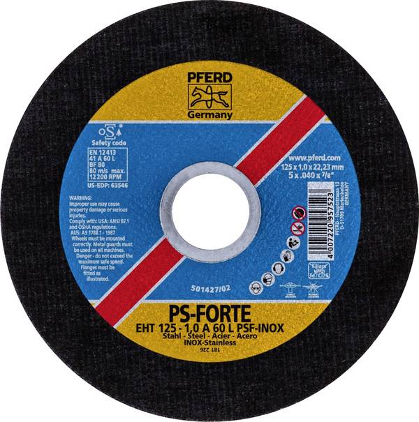 PFERD TOOLS EHT 125-1,0 PSF CLASSIC STEELOX 61715250 Separationspår rakt    125 mm 22.23 mm 25 st